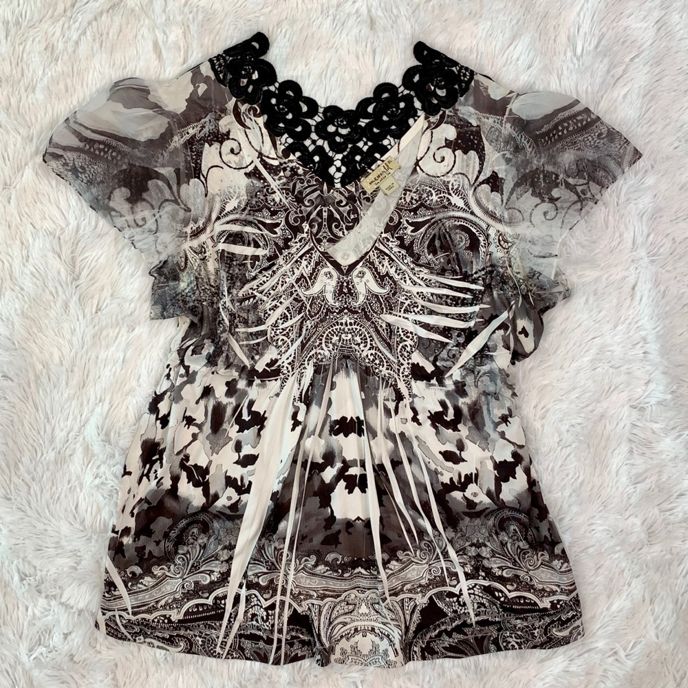 One World Flowy Crochet Blouse